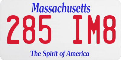 MA license plate 285IM8