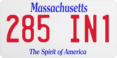 MA license plate 285IN1