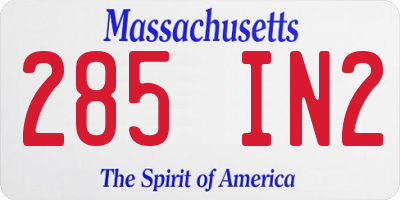 MA license plate 285IN2