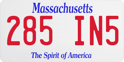 MA license plate 285IN5