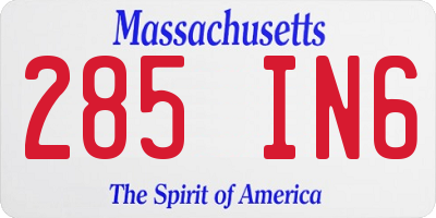 MA license plate 285IN6