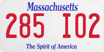 MA license plate 285IO2