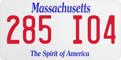 MA license plate 285IO4