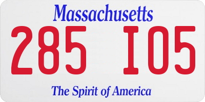 MA license plate 285IO5