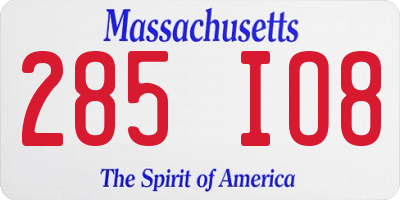 MA license plate 285IO8