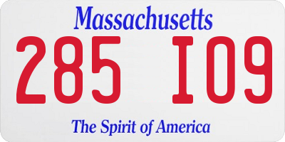 MA license plate 285IO9