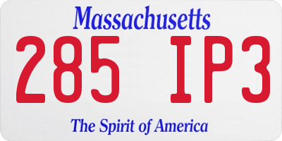MA license plate 285IP3