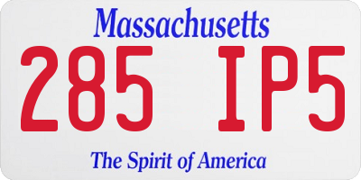 MA license plate 285IP5