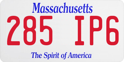 MA license plate 285IP6