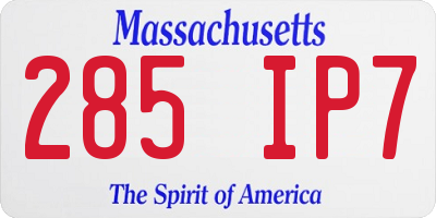 MA license plate 285IP7