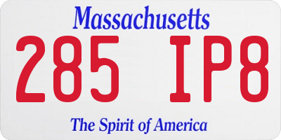MA license plate 285IP8