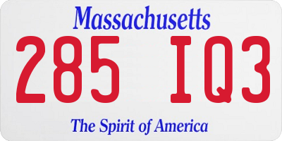 MA license plate 285IQ3