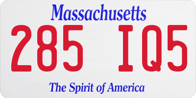 MA license plate 285IQ5