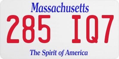 MA license plate 285IQ7