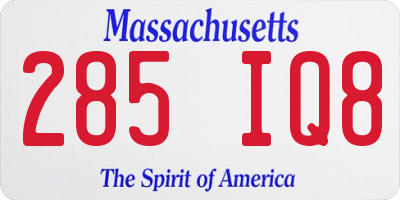 MA license plate 285IQ8