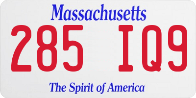 MA license plate 285IQ9