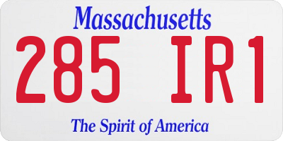 MA license plate 285IR1