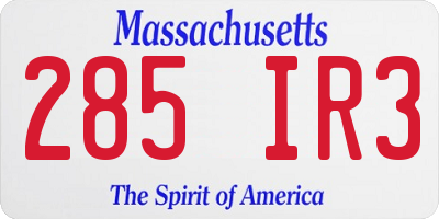 MA license plate 285IR3