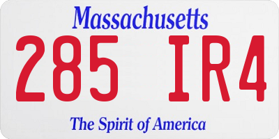MA license plate 285IR4