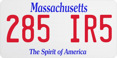 MA license plate 285IR5