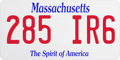 MA license plate 285IR6