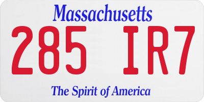 MA license plate 285IR7