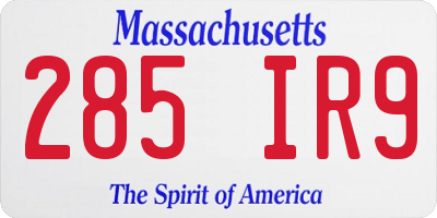 MA license plate 285IR9