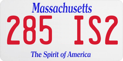 MA license plate 285IS2