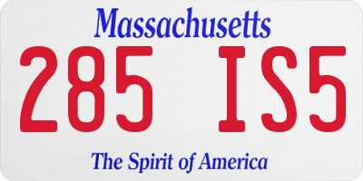 MA license plate 285IS5