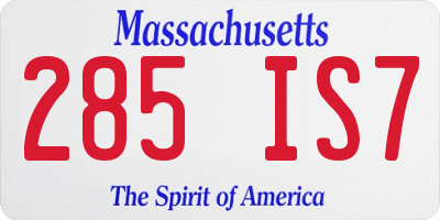 MA license plate 285IS7
