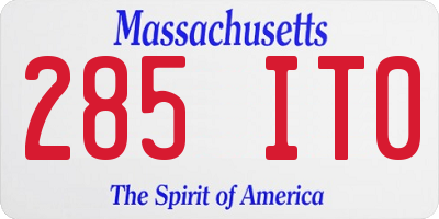 MA license plate 285IT0