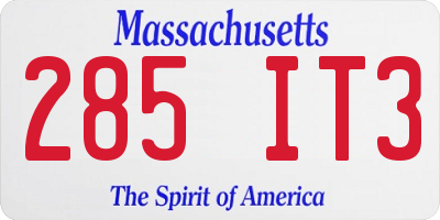 MA license plate 285IT3