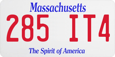 MA license plate 285IT4