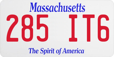 MA license plate 285IT6