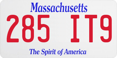 MA license plate 285IT9