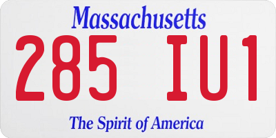 MA license plate 285IU1