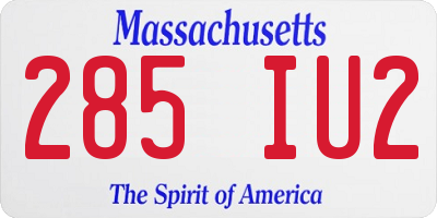 MA license plate 285IU2