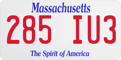 MA license plate 285IU3