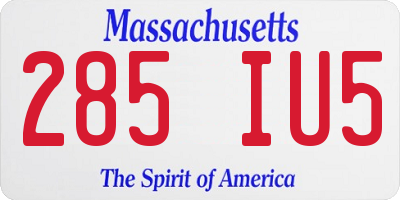 MA license plate 285IU5