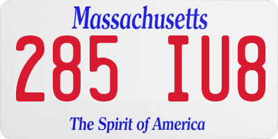MA license plate 285IU8