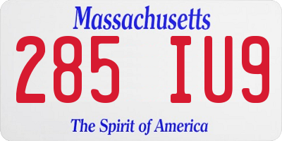 MA license plate 285IU9