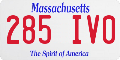 MA license plate 285IV0