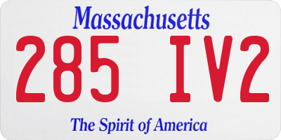 MA license plate 285IV2