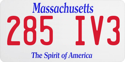 MA license plate 285IV3