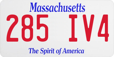 MA license plate 285IV4