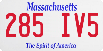 MA license plate 285IV5