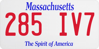 MA license plate 285IV7