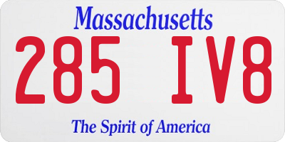 MA license plate 285IV8