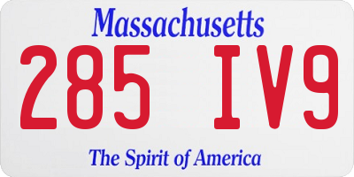 MA license plate 285IV9