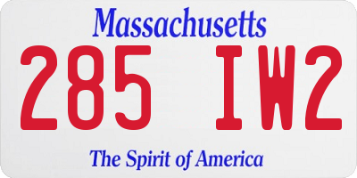 MA license plate 285IW2
